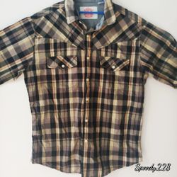 Christian Audigier Multi-Colored Plaid Long Sleeve Button Men's Western Shirt L