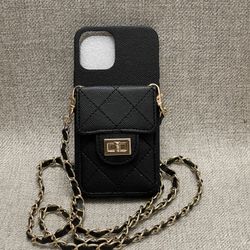 iPhone Case with Crossbody Strap - Black