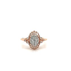 14kt Rose Gold Oval Cluster Diamond Ring .5ctw Size 6 3/4 5.10grams 153828 16