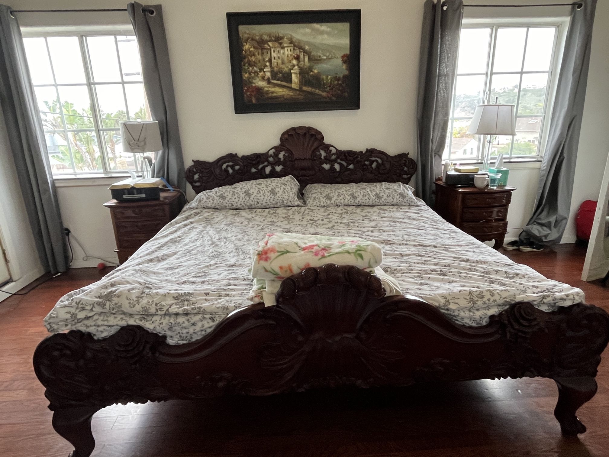 King size Rococo style bed frame