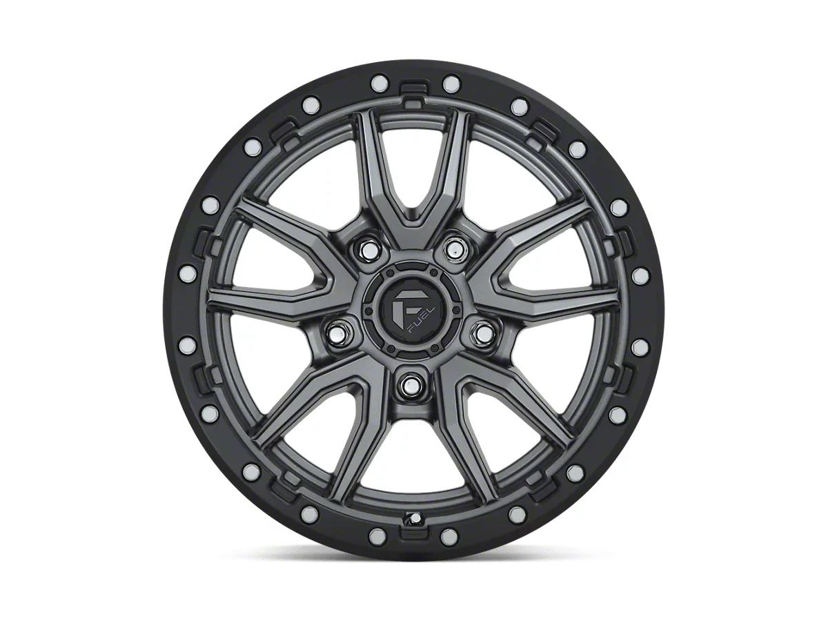 Fuel Wheels Rebel Matte Gunmetal with Black Bead Ring Wheel; 17x9