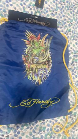 Ed Hardy Blue Drawstring Bag