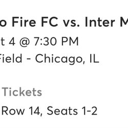 Chicago Fire Vs Inter Miami Tickets $500