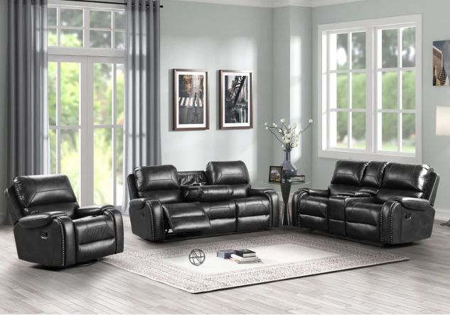 Titan Black Oversized 3-Piece Reclining Living Room Set ( sectional couch sofa loveseat options