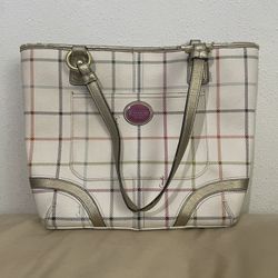 Coach White/Multi Colored Tote Bag