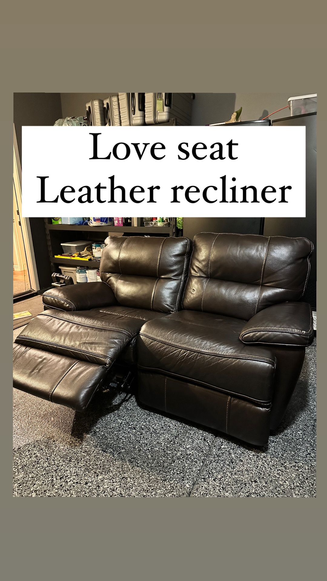 Leather Recliner Love Seat W/ USB Ports