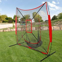  7'x7' Baseball Softball Practice Net W/Strike Zone & Carry Bag - Batting Hitting Pitching IndooorOutdoor


