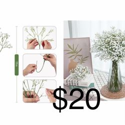 60-Pcs Baby Breath Artificial Flowers Bulk，Artificial Babys Breath Flowers White Artificial Flowers Gypsophila Decoracion for Wedding Party Home Decor