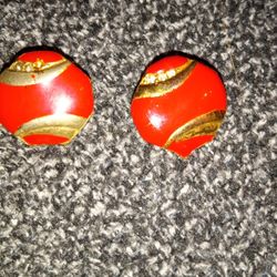 Vintage Clip On Enamel Earrings