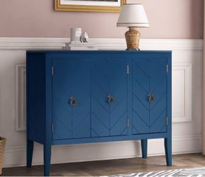 Sideboard Buffet Cabinet with 3 Doors, Accent Kitchen Storage Cabinet Console Table Wood Buffet Table Dining Room Cabinet for Living Room Navy Blue