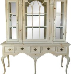 Large Scale Link-Taylor Pine Wood Glass Mirrored & Lighted China Display Cabinet 