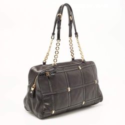 Salvatore Ferragamo Black Patent & Leather Vara Satchel