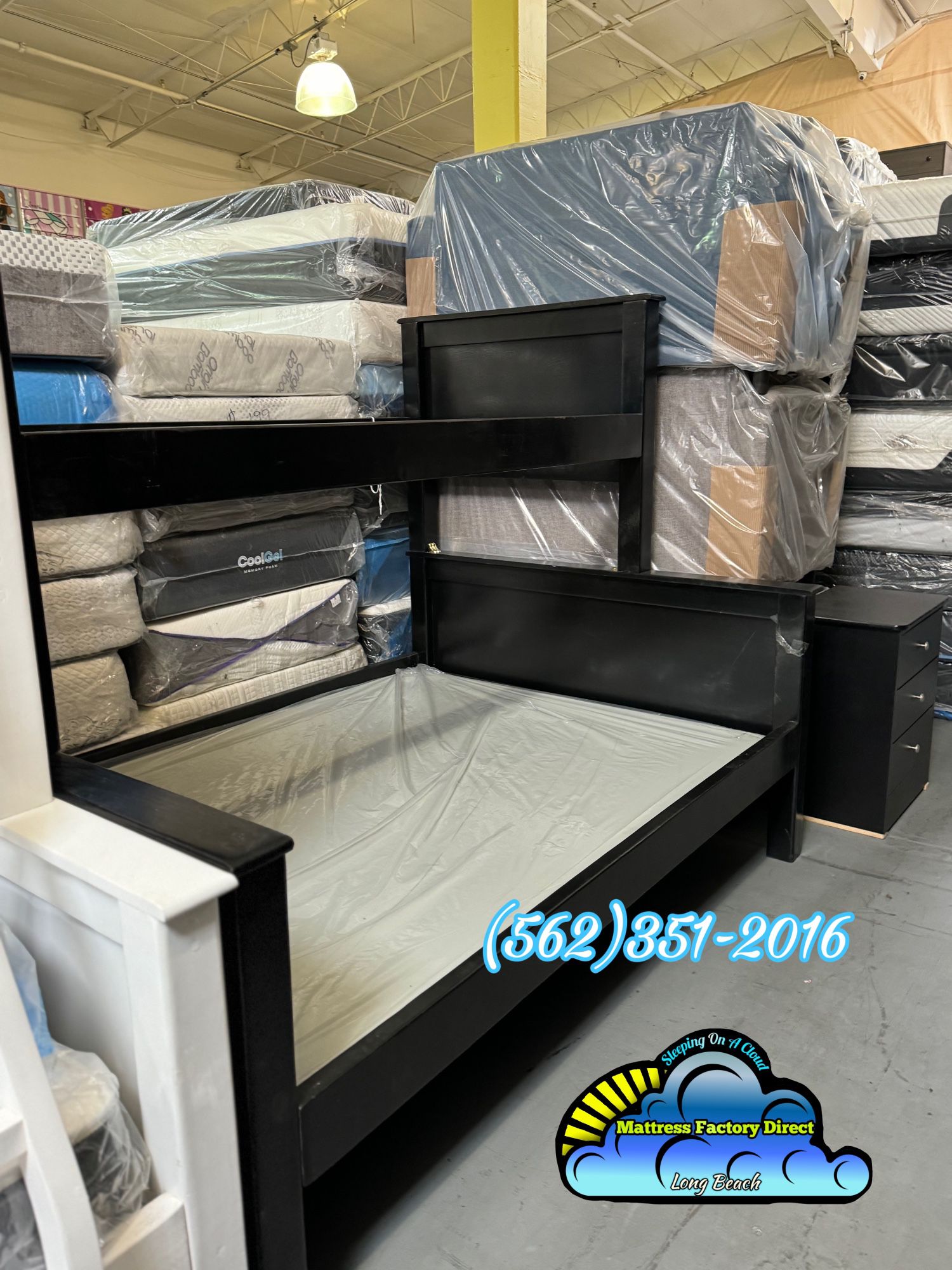 Twin Full Bunk Bed Black Pinewood Bed Frame With Bunkie Boards 
