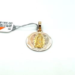 14kt Gold Tri Color Round Virgin Mary Pendant 2.10grams 153414 8