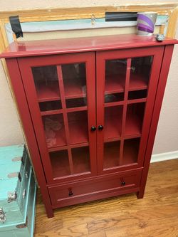 Red Display Cabinet witho Glass Doors