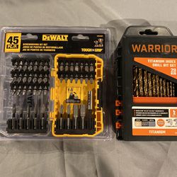 45pc Dewalt Bit Set And 29pc Warrior Drill Bit Set 