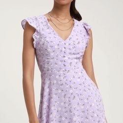 Lulus Violet Flower Print Dress