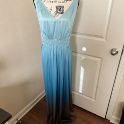 NWT White House Black Market Sleeveless Ombré Maxi Dress, XL, Blue & Brown