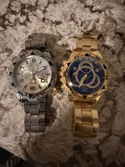 Matching Men's & Women’s Quartz Chronograph Style Watches Silver and Gold