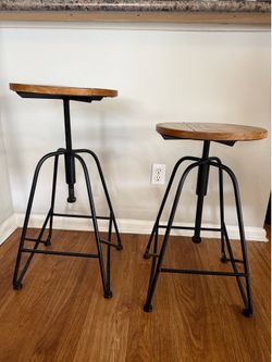 Adjustable Industrial Bar Stools - set of 2