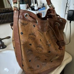 MCM Cognac Visetos Canvas Bag