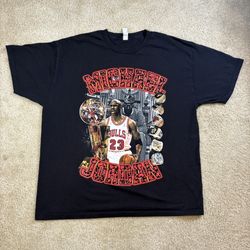 Michael Jordan Chicago Bulls NBA Championship Rings Men’s 2XL Black Shirt
