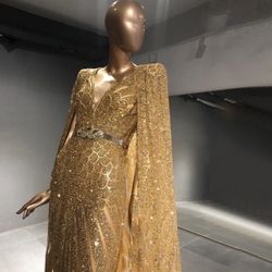 Luxury Gold Beaded Gown Dress