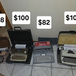 3 Electric Typewriters, 1- Tom Thumb manual no return button.
Montgomery Ward Coronamatic,  smith corona SD680, Sears electric typewriter
$100
Pick up