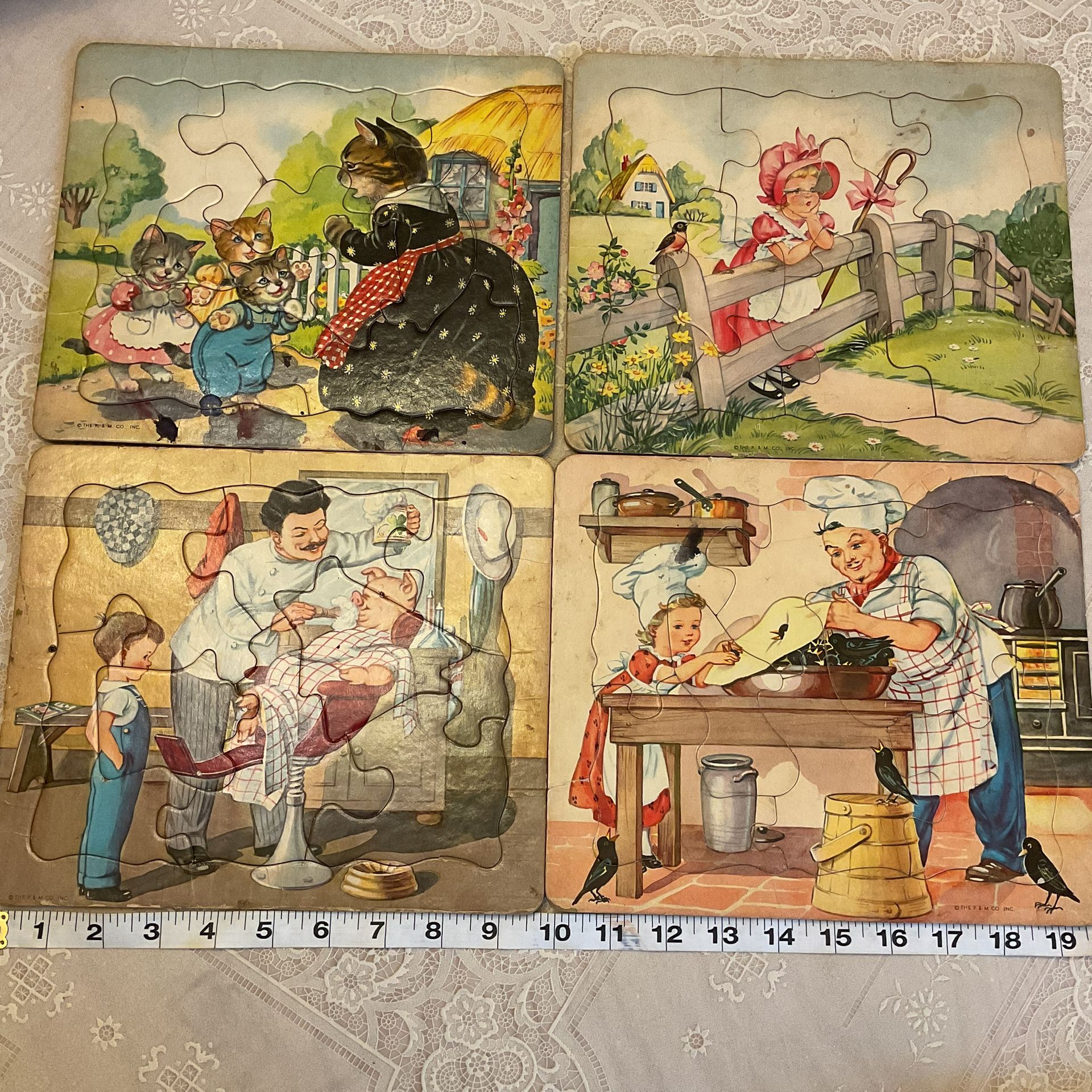 Collectible Puzzles - Vintage 1940-50 Nursery Rhymes Set Of 4