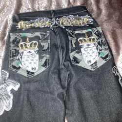 Y2K Jeans Unique Red Inside Embroidered Hard to Find