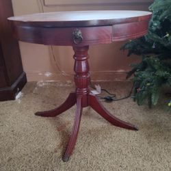 Mid Century Mahagony Drum Side Table Make Offer!
