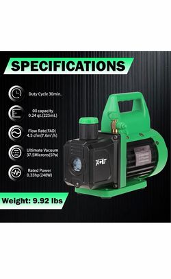 PB Motor Tech 4.5 CFM Vacuum Pump, 1/3 HP Single-Stage Pump