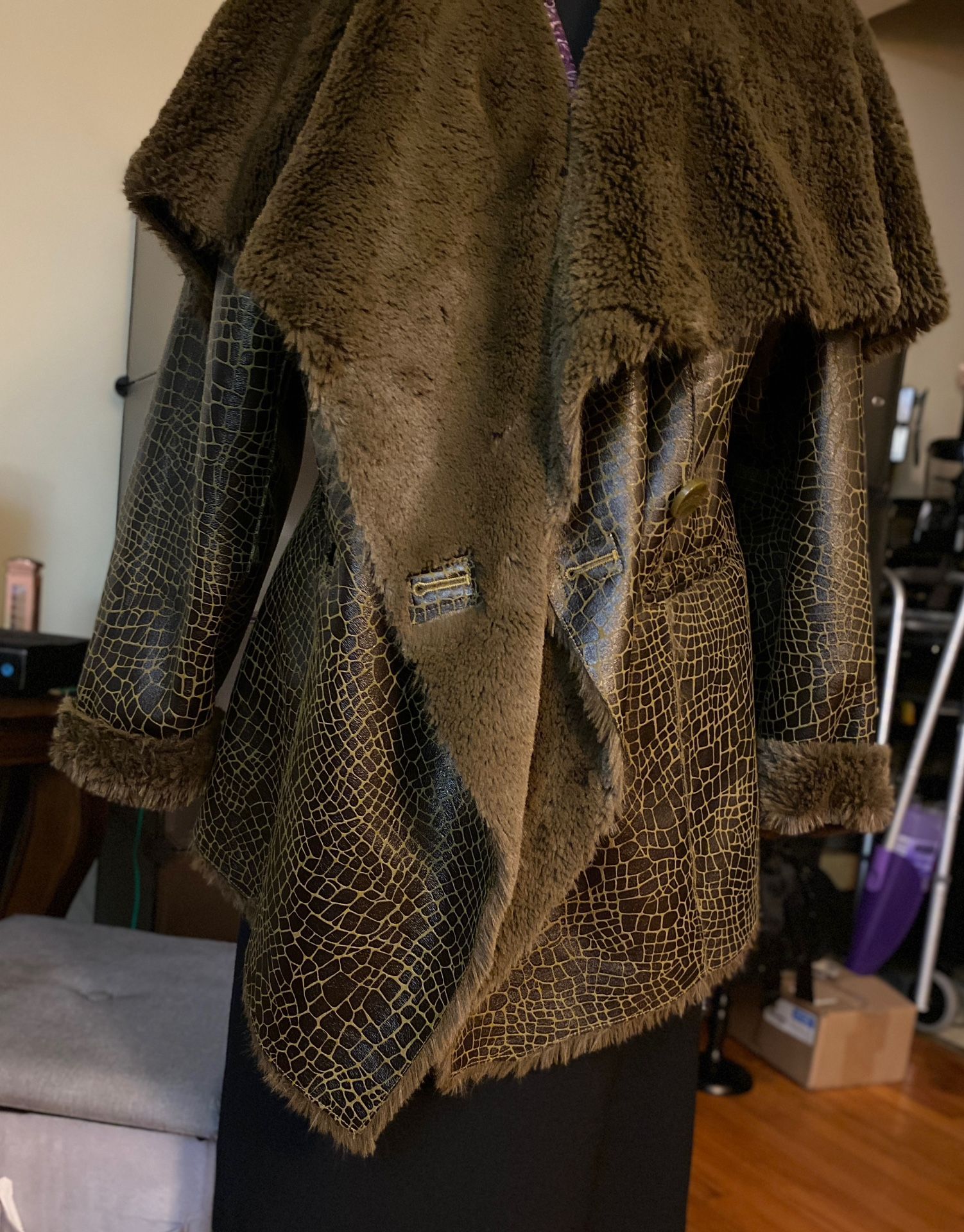 IMAN Global Chic Platinum Collection Python Drape Jacket Size 1X