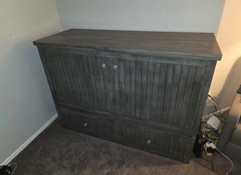 Gray Wood Murphy Bed Queen