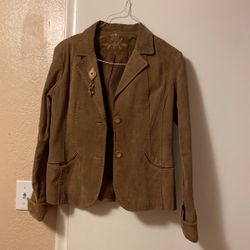 BOSTON PROPER VINTAGE Suede Leather Jacket  Brown 