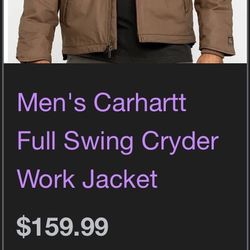 Carhartt Jacket Men’s Jacket Coat XL Brown 