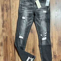 Size 27 Black Wash Mid Rise Skinny Jeans Premium Denim Stretch Great Fit And Style