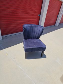Wingback chair blue velvet