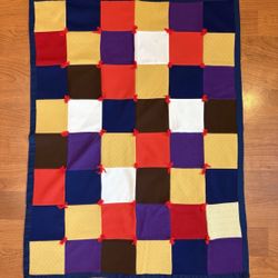 VINTAGE quilt Baby Child Crib Blanket 39”X 30” soft Blue backing Hand Made.