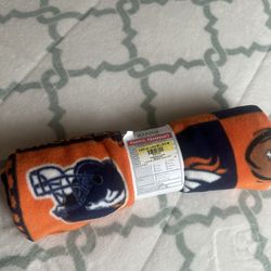 Denver Broncos Orange and Blue Fleece Fabric Remnant