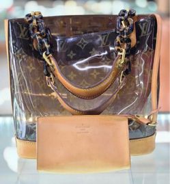 Louis Vuitton Cabas Ambre Monogram Vinyl Tote Bag w/ Pouch Vintage
