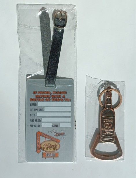Tito's handmade vodka official tasters luggage tag & bottle opener