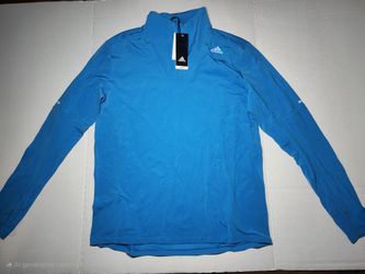 Adidas men's running 1/4-zip Blue long sleeve shirt