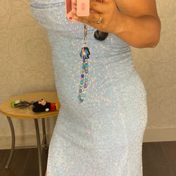 Double layer baby blue dress