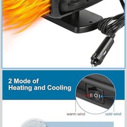 12V Portable Car Heater & Defroster - 150W, Plugs into Cigarette Lighter, 2-in-1 Heating & Cooling for Quick Anti-Fog Warmth