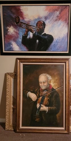 MY MUSICAL BUNDLE OIL ON CANVAS PAINTINGS SIGNED 
