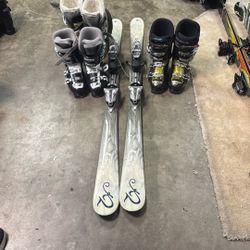 K2 Adult Skis 153cm With Bindings And Boots Size 6-9, 25.5cm 26.5cm 