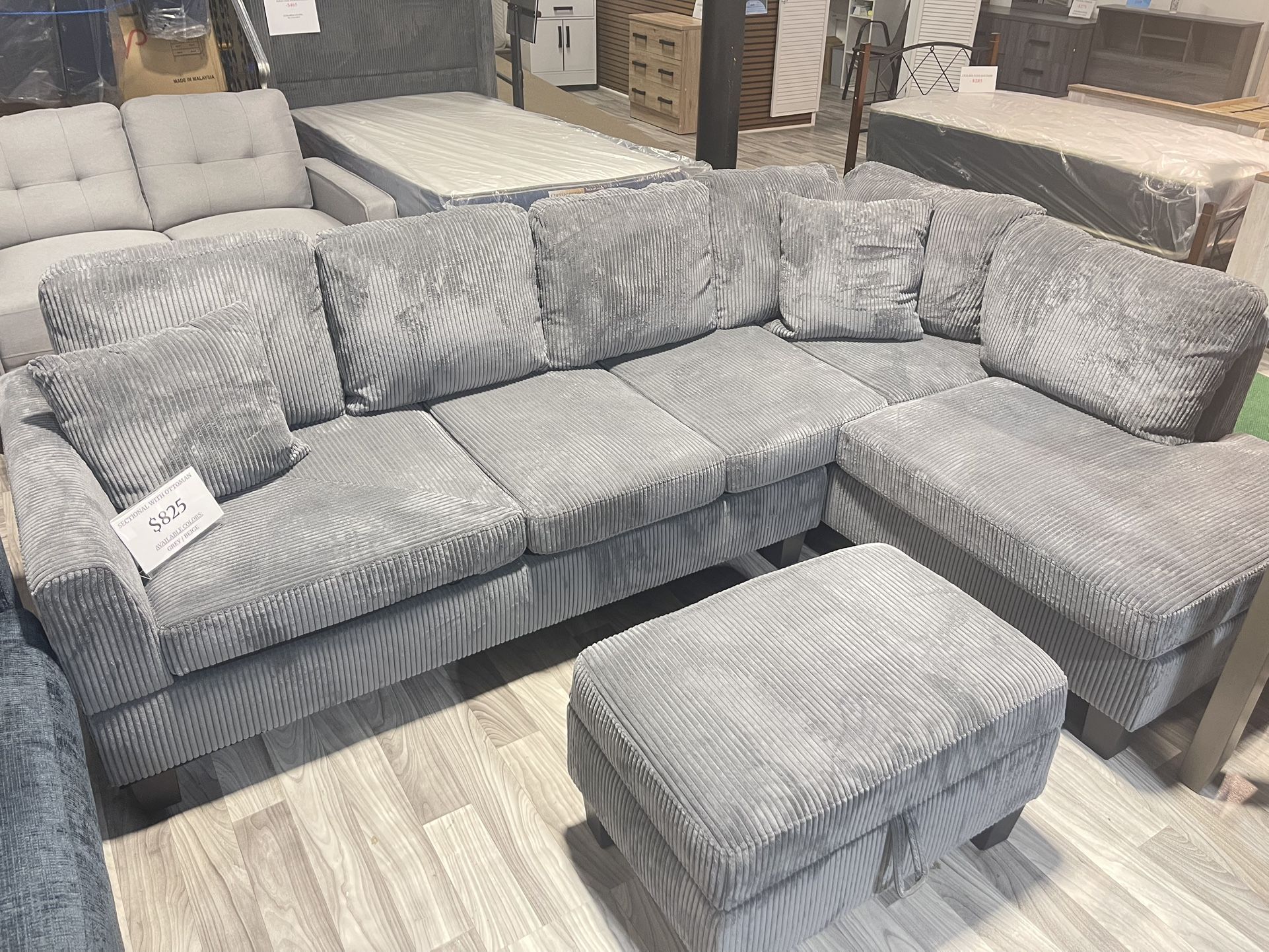Sectional With Ottoman Included Available In Color Beige - Layaway Available