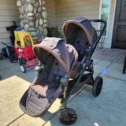 Baby Jogger City Select Double Stroller W/ Car Seat And Toddler Bench Attatchments