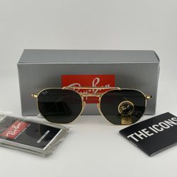 Ray-Ban RB3648 001 THE MARSHAL Sunglasses Arista/G-15 Green Classic Lenses 54mm